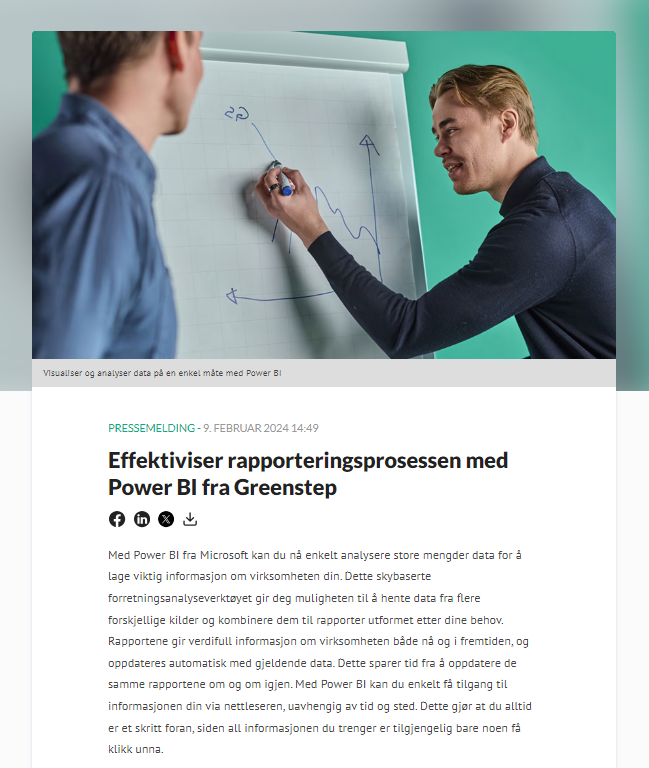 Effektiviser rapporteringsprosessen med Power BI fra Greenstep