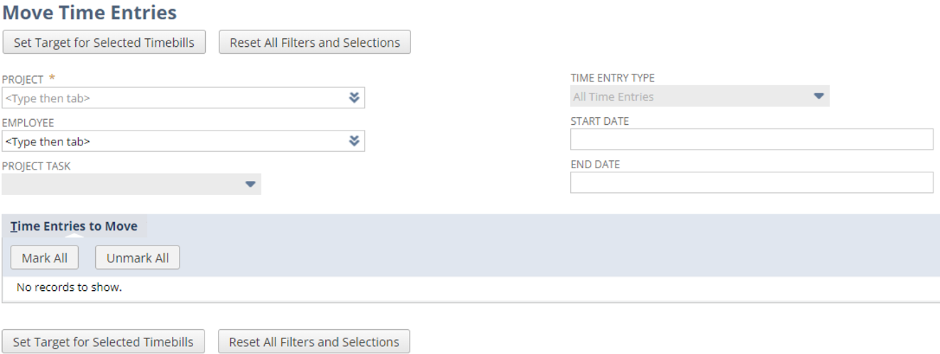 NetSuite Move Time Entry